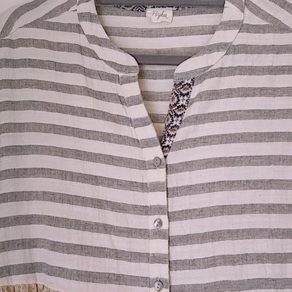 Hyku Babydoll Mixed Print High Low Top - Picture 4 of 8